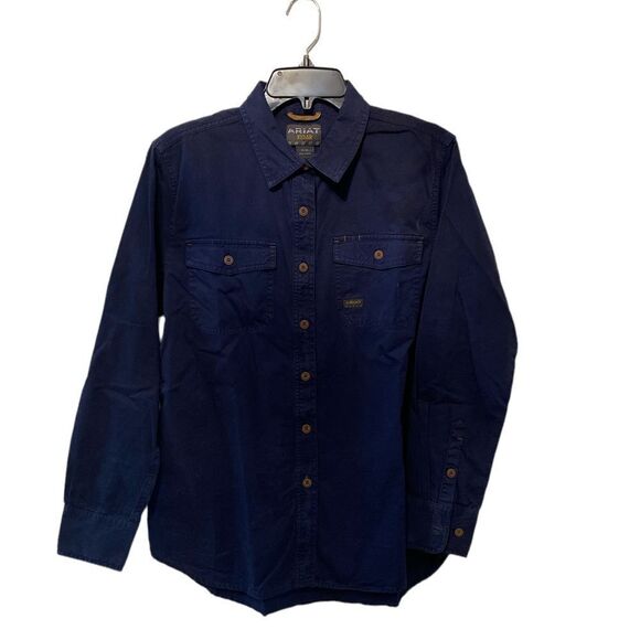 Ariat Rebar navy buttons pockets 100% cotton brand new - Picture 1 of 5